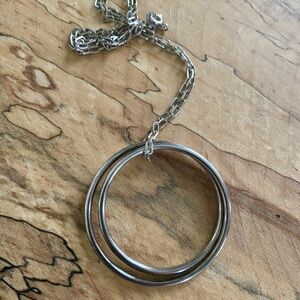 Vintage Danish Double Hoop Pendant on Sterling Chain